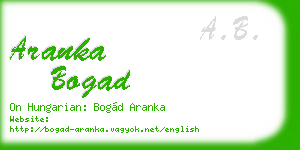 aranka bogad business card